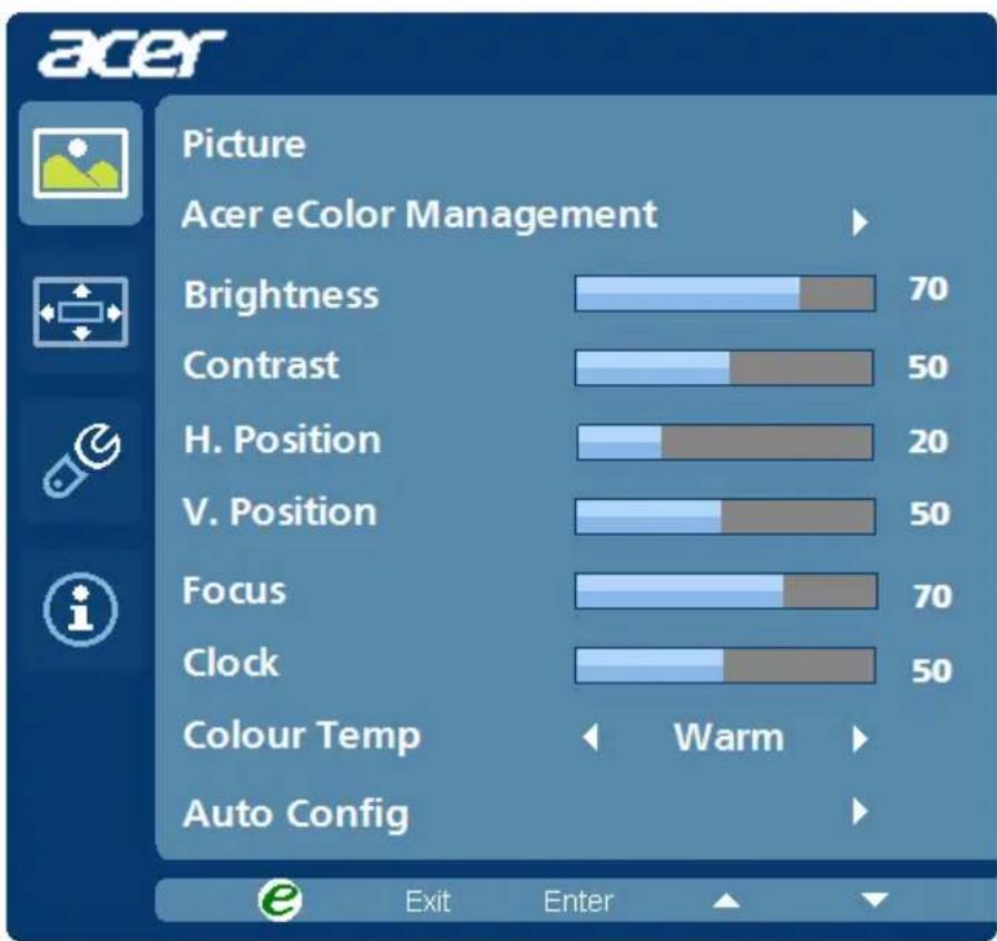 ACER KA240HQ - Adjusting the OSD settings - 2