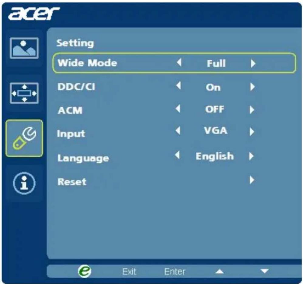 ACER KA240HQ - Adjusting the setting - 1