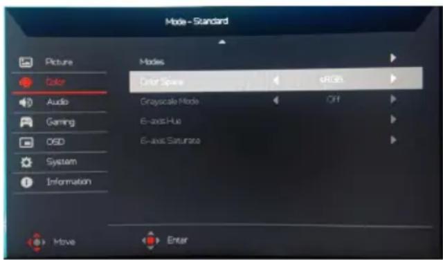 ACER Nitro XZ272P - Adjusting the Color - 2