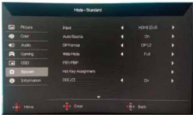 ACER Nitro XZ272P - Adjusting the System - 1