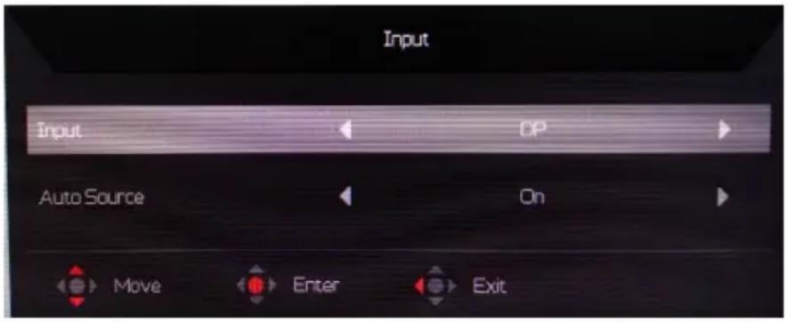 ACER Nitro XZ272P - Selecting the input - 1
