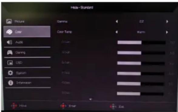 ACER Nitro XZ272P - Adjusting the Color - 1