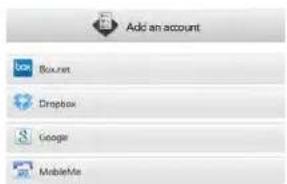 Add an account Mail.net Dropbox Google MobileMe