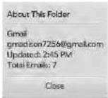 HP TouchPad - Show or hide folders in the Accounts List panel - 1