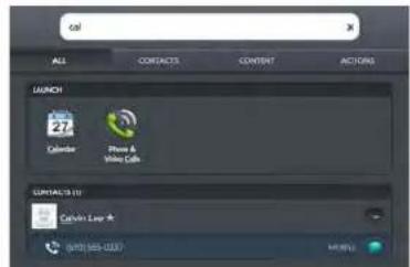 call ALL CONTACTS CONTENT ACTION LEUNCH Calendar Phone & Video Call CONTACTS (1) Calvin Liner (0/15) (635-027) M: 98.0