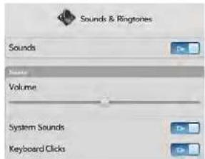 Sounds & Ringstones Sounds Volume System Sounds Keyboard Clicks