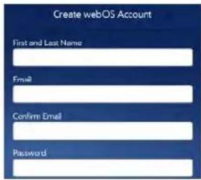 Create webOS Account First and Last Name Email Confirm Email Password