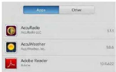 Apps Other AccuRadio AccuRadio LLC 1.14 AccuWeather AccuWeather, Inc. 10.6 Adobe Reader Adobe 10.0.622