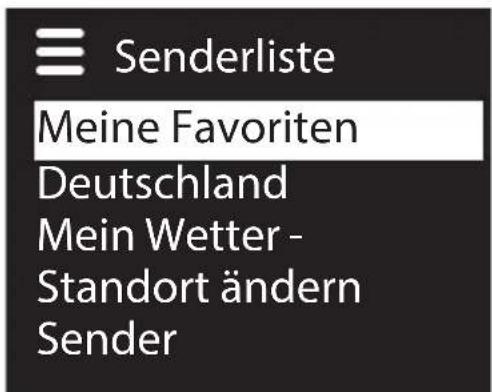 Senderliste Meine Favoriten Deutschland Mein Wetter - Standort ändern Sender
