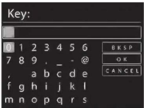 Key: 0 1 2 3 4 5 6 7 8 9 , _ - @ , a b c d e f g h i j k l m n o p q r s B K S P O K C A N C E L