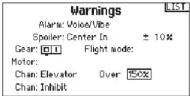SPEKTRUM DX20 - Warnings - 1