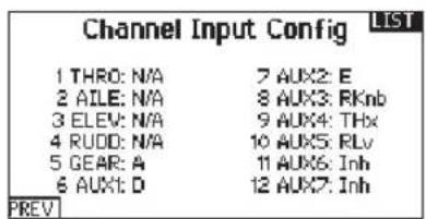 SPEKTRUM DX20 - ▶ Channel Input Configuration - 1