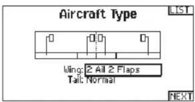 SPEKTRUM DX20 - Aircraft Type - 1