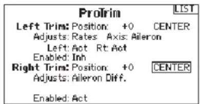 SPEKTRUM DX20 - To setup Left or Right ProTrim: - 1