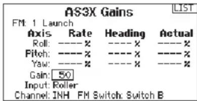 SPEKTRUM DX20 - AS3x Gain Live View (ACRO and SAIL Types only) - 4