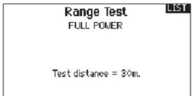 SPEKTRUM DX20 - To Access the Range Test screen: - 1
