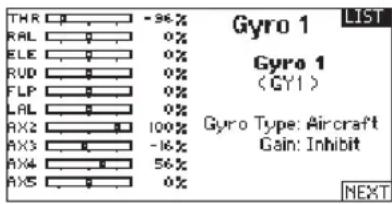 SPEKTRUM DX20 - To program a Gyro curve: - 3