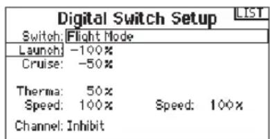 SPEKTRUM DX20 - To use the Digital Switch Setup function: - 2