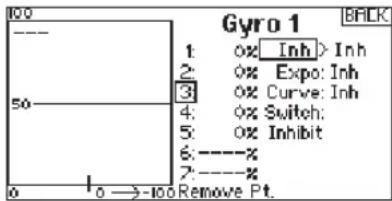 SPEKTRUM DX20 - To program a Gyro curve: - 4