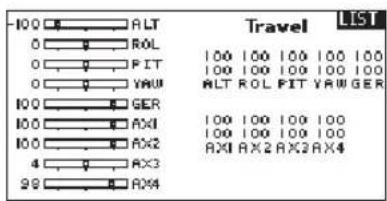SPEKTRUM DX20 - To adjust travel values: - 2