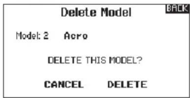 SPEKTRUM DX20 - ▶ Delete Model - 1