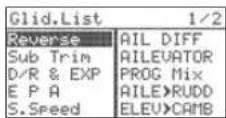 Hitec Flash 8 - Working with the Acro/Glid Model Function Menu - 3