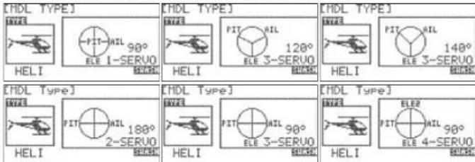 Hitec Flash 8 - There are six types of Swash types to choose from: - 1