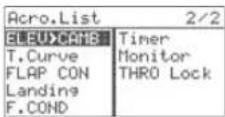 Hitec Flash 8 - Working with the Acro/Glid Model Function Menu - 2