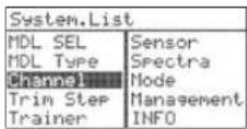 Hitec Flash 8 - Channel Selection Menu - 1