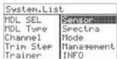 Hitec Flash 8 - Working with the Sensor Menu - 1