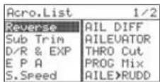 Hitec Flash 8 - Working with the Acro/Glid Model Function Menu - 1