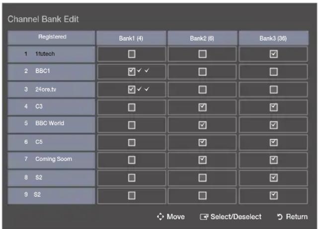 SAMSUNG HG40EC690DB - Einstellen des CH Bank Editor im Modus „Unverbunden“ - 2