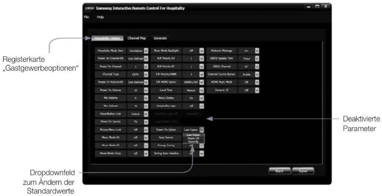 SAMSUNG HG46EA590LS - - Einstellung der „Hospitality Options“ - 2