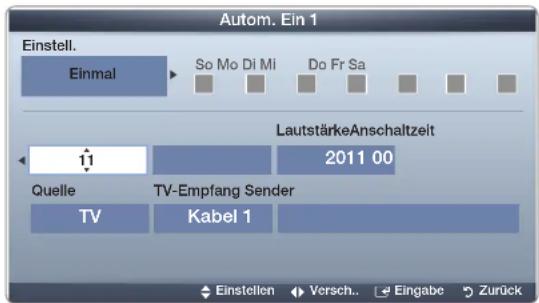 SAMSUNG PS51D450A2W - Einstellen der Funktion „Automat. Ein / Aus“ - 1