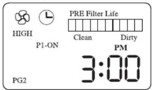 PRE Filter Life HIGH P1-ON Clean Dirty PM 3:00 PG2