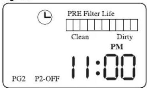 PRE Filter Life Clean Dirty PM 11:00 PG2 P2-OFF