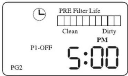 PRE Filter Life Clean Dirty P1-OFF PM 5:00 PG2