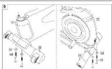 Technical diagram of a mechanical assembly with labeled parts and cross-sectional views