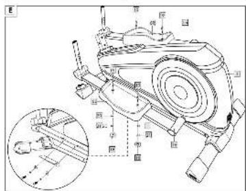 Technical diagram of a mechanical device with labeled components and an inset magnified view showing internal structure.