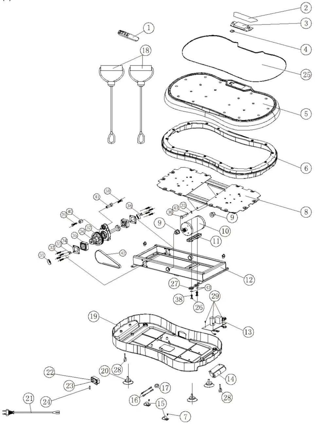 Exploded view diagram of a smartwatch with numbered parts for identification and assembly reference.