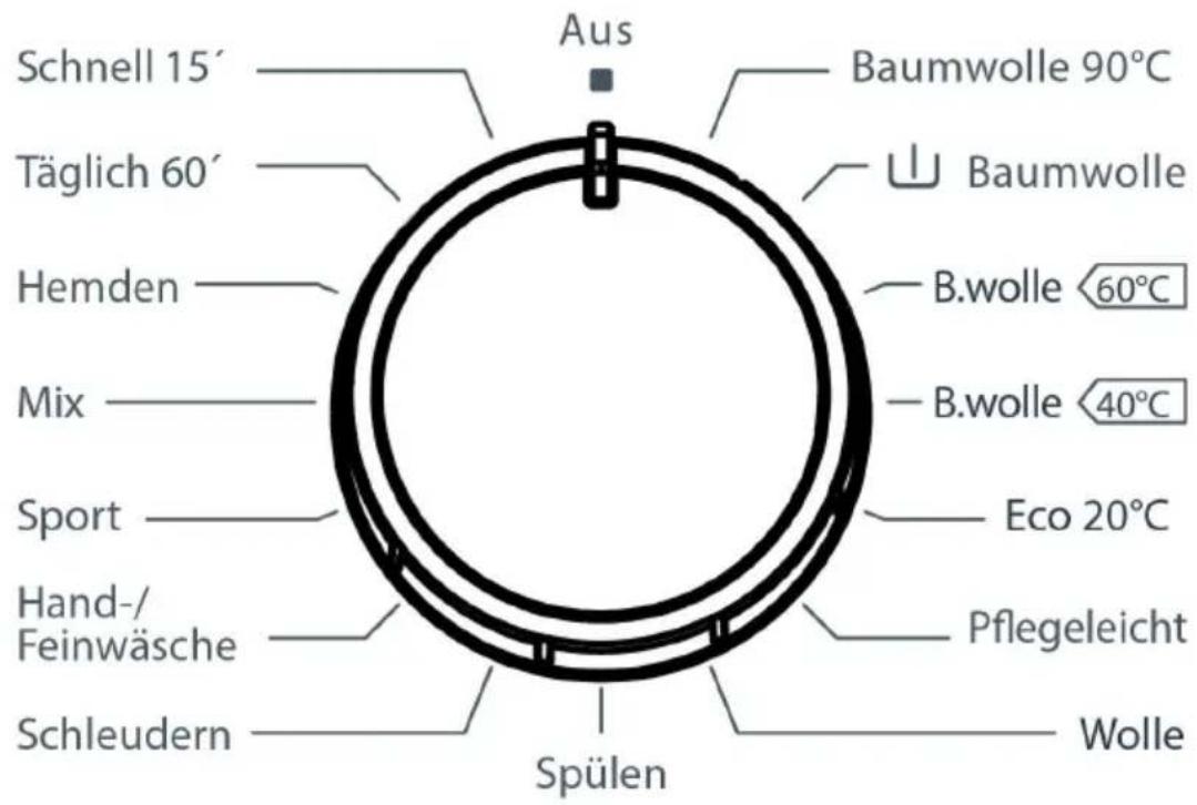 Schnell 15' Täglich 60' Hemden Mix Sport Hand-/Feinwäsche Schleudern Aus Baumwolle 90°C Baumwolle B.wolle 60°C B.wolle 40°C Eco 20°C Spülen Pflegeleicht Wolle