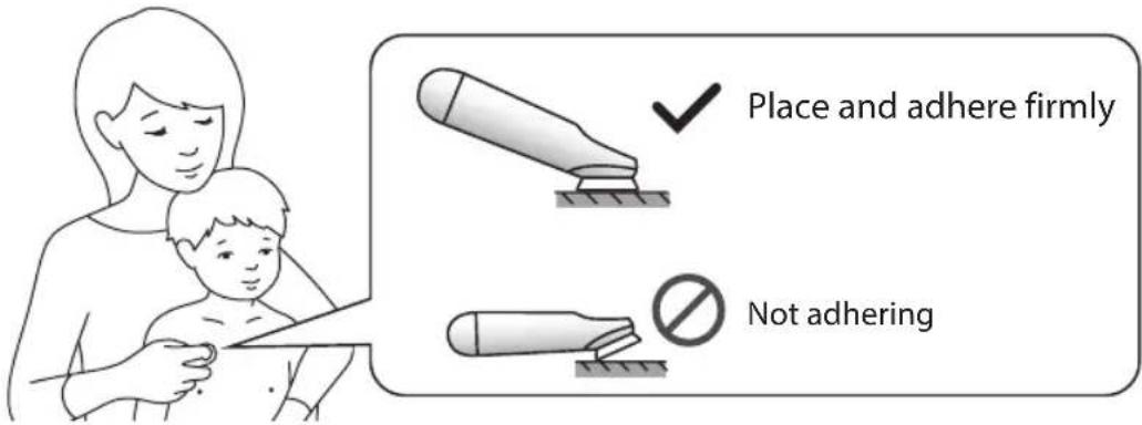 Place and adhere firmly Not adhering