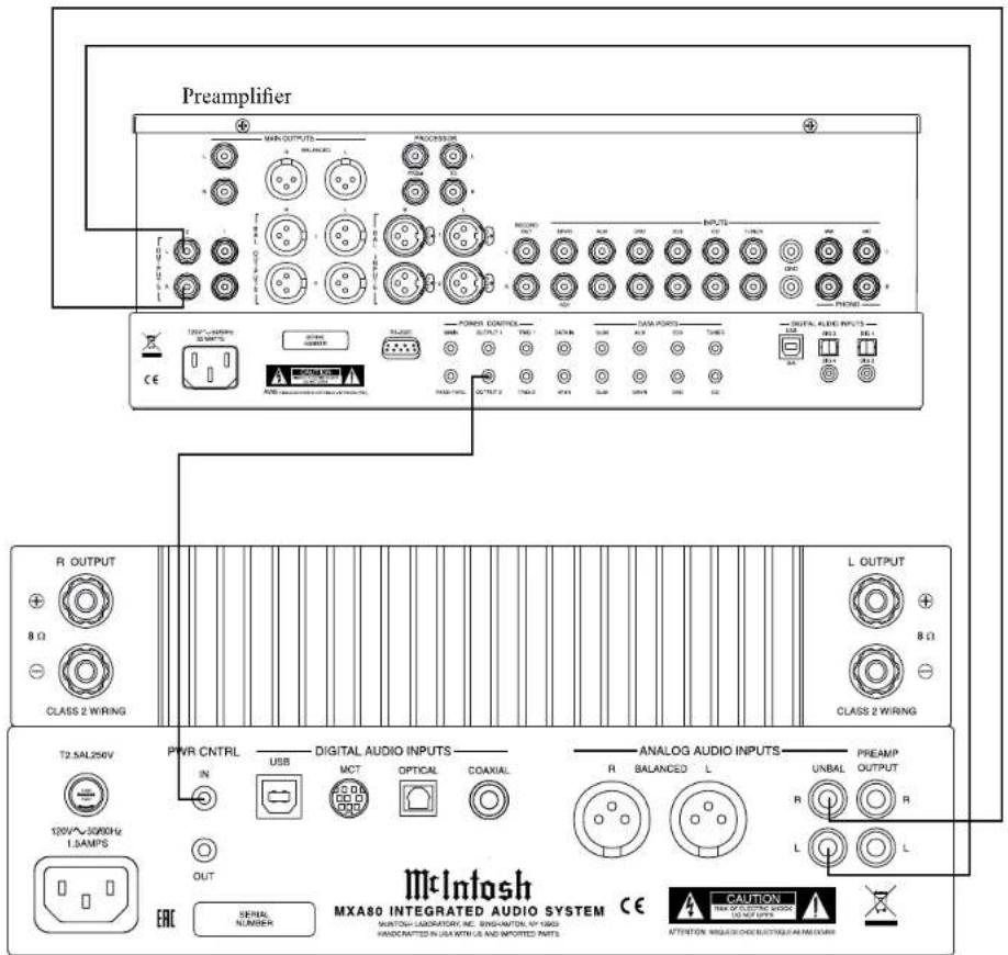Preamplifier MAIN OUTPUTS PROCESSOR T2.5AL256V PWR CNTRL DIGITAL AUDIO INPUTS ANALOG AUDIO INPUTS PREAMP MXA80 INTEGRATED AUDIO SYSTEM CAUTION MUNTOS-LABRATORY INC. BINGAMTOR, NY 1983 HANDCRATED IN USA WITH LE AND IMPORTED PARTS. INTERTAIN: MINTOS ON/OLECTRONIC AND EDITIONS ELEC SERIAL NUMBER CLASS 2 WIRING R OUTPUT 8 Ω CLASS 2 WIRING L OUTPUT 8 Ω CLASS 2 WIRING T2.5AL256V 120V~300MHz/1.5AMPS EKC OUTPUT