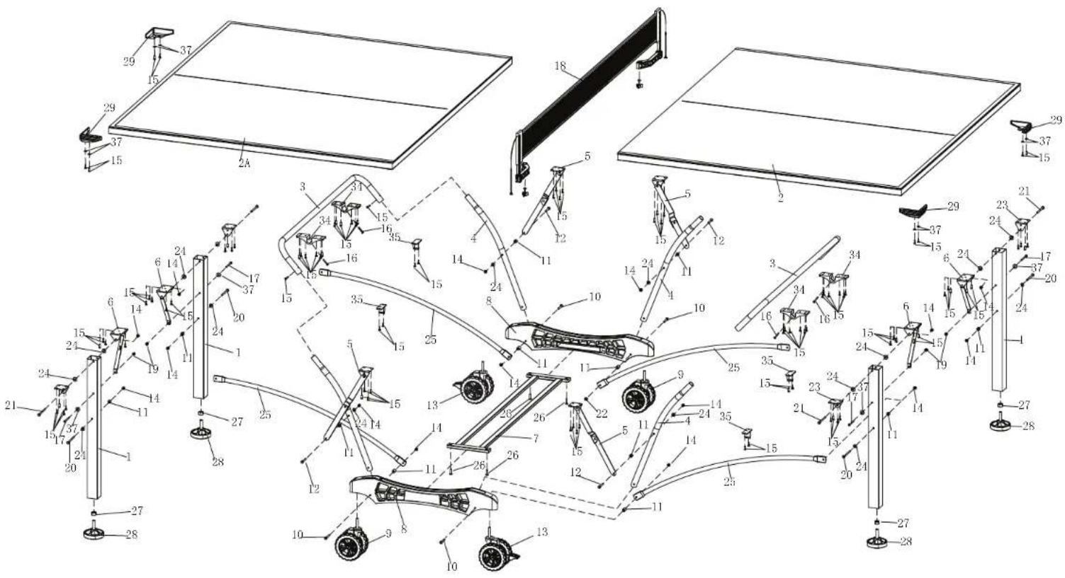 Technical diagram of an automotive assembly with numbered components and labeled parts