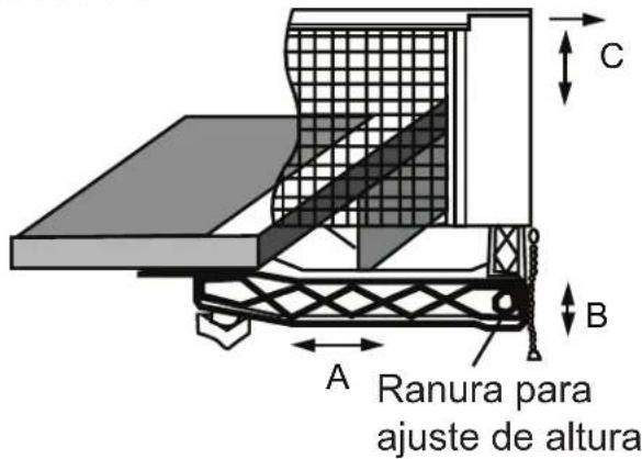 C B A Ranura para ajuste de altura