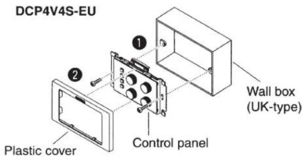 DCP4V4S-EU 1 2 Control panel Plastic cover Wall box (UK-type)