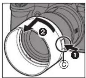 Technical diagram of a mechanical component with numbered parts and labeled connection point