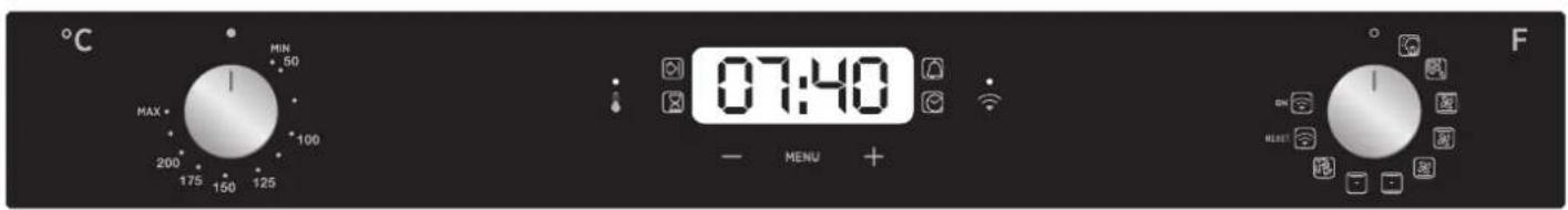 °C MIN 50 MAX 100 200 175 150 125 07:40 - MENU + F