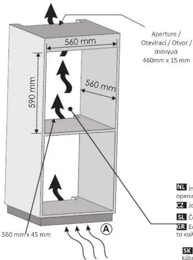 Aperture / Otevírací / Otvor / ávoíyµa 460mm x 15 mm 560 mm 590 mm 560 mm 560 mm x 45 mm NL In opening CZ Je SL Če GR Ed to kaλ SK kábe