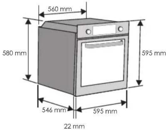 560 mm 580 mm 595 mm 546 mm 595 mm 22 mm